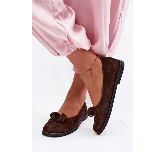 Kožené Semišové Dámské Polobotky model 22101235 Čokoládové - Zazoo