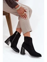 Dámské kotníkové boty Vinceza na sloupku s tlačeným vzorem – černé Dámské kotníkové boty Vinceza na sloupku s tlačeným vzorem – černé