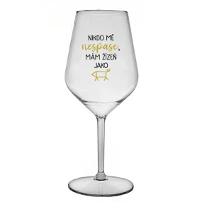 NIKDO MĚ NESPASE, MÁM ŽÍZEŇ JAKO PRASE - priehľadný nerozbitný pohár na víno 470 ml NIKDO MĚ NESPASE, MÁM ŽÍZEŇ JAKO PRASE - priehľadný nerozbitný pohár na víno 470 ml