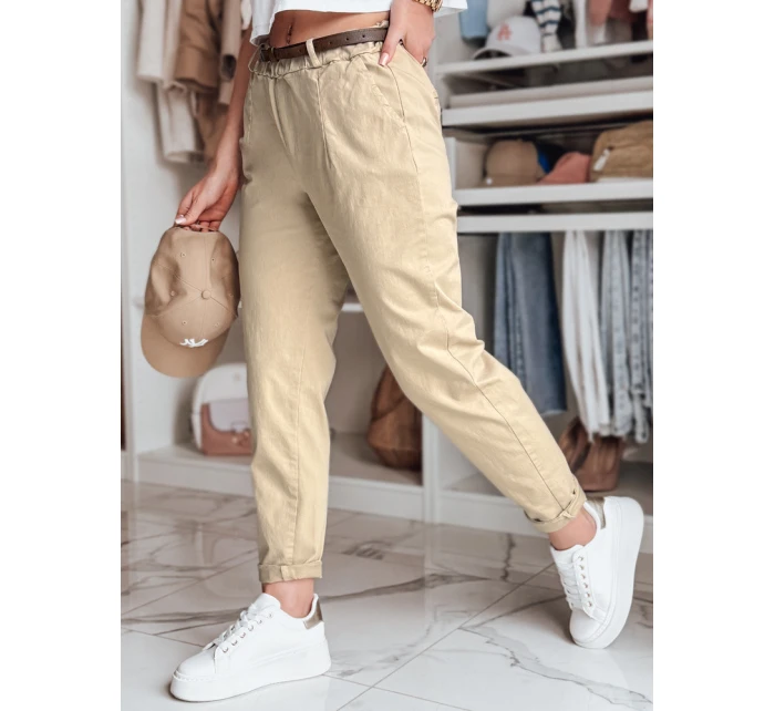 Dámské kalhoty chinos s páskem RELCIX tmavě béžové FashionStreet UY2580