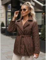 Dámská přechodná bunda s pruhem hnědá FashionStreet TY5586