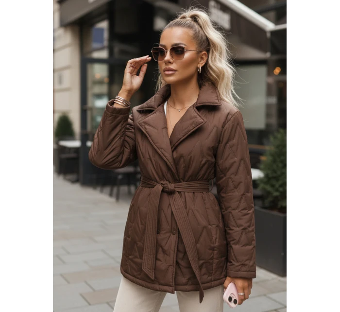 Dámská přechodná bunda s pruhem hnědá FashionStreet TY5586