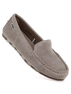 Dámské semišové polobotky khaki mokasíny model 22097293 - Potocki