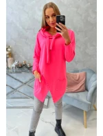 Oversize tunika s obálkou vpředu růžová neonová