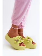 Dámské Piankové Žabky S Ozdobami Na Hrubé Podrážce Limetkové Bremavia Dámské Piankové Žabky S Ozdobami Na Hrubé Podrážce Limetkové Bremavia