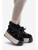 Dámské Kožené Sněhule Na Silné Podešvi S Kožešinou Big Star OO274A206 Černé