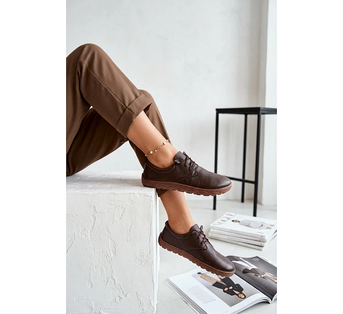 Kožené dámské polobotky Barefoot model 22074657 Čokoládové - Zazoo Kožené dámské polobotky Barefoot model 22074657 Čokoládové - Zazoo