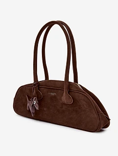 Hnědá kabelka z imitace semiše s přívěskem model 22111646 - Flora&Co