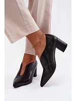 Kožené dámské polobotky na podpatku model 22123149 Černé - Maciejka