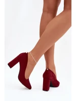 Dámské semišové lodičky na podpatku Sergio Leone – bordové Dámské semišové lodičky na podpatku Sergio Leone – bordové