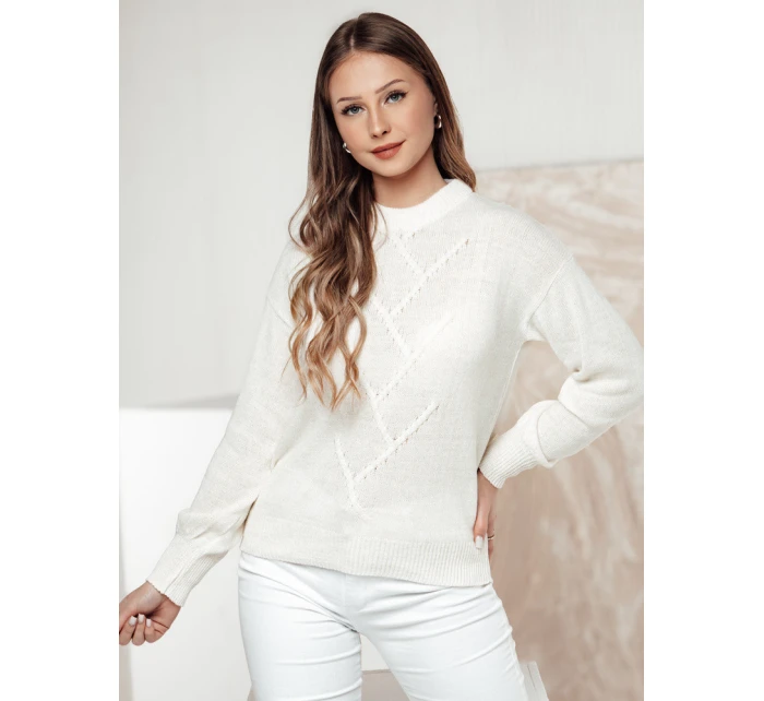 Dámský oversize svetr FEMWEAVE ecru FashionStreet MY2390