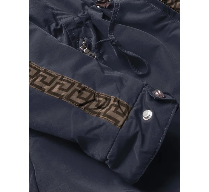 Tmavě modro-hnědá oboustranná dámská bunda (w555)