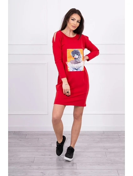 Šaty s 3D model 18744130 krajková červená - K-Fashion