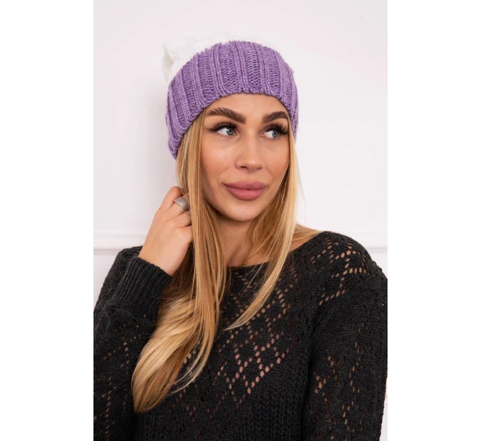 Paris fleecová čepice K212 bílá+fialová