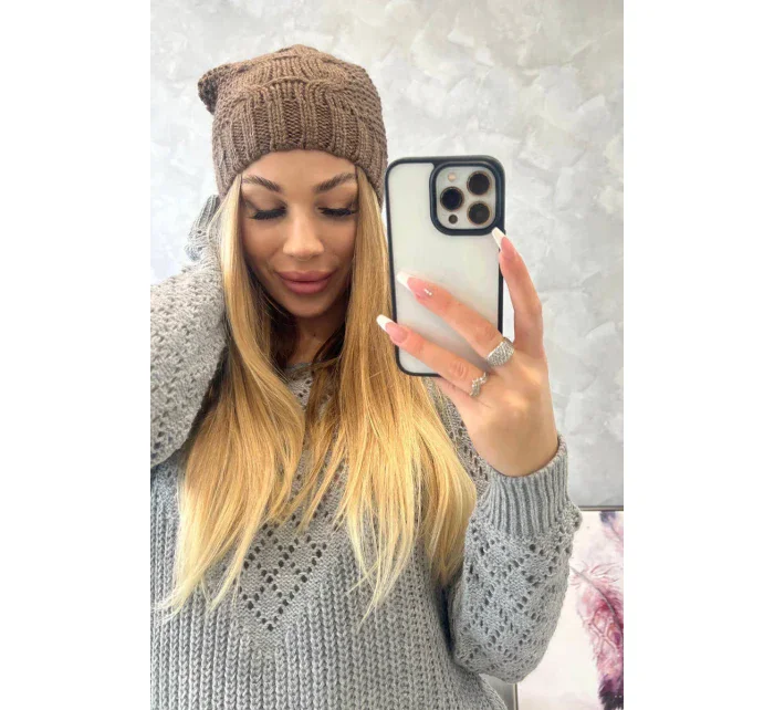 Fleecová čepice Justyna K253 cappuccino