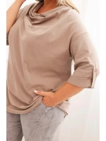 Dámská blůza Plus Size s bavlnou volného střihu s vodním výstřihem fango