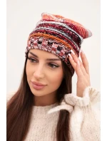 Čepice s fleecem Krystyna K207 červený+černý Čepice s fleecem Krystyna K207 červený+černý