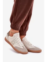 Kožené Sportovní Boty Tenisky Dámské Panterka model 21686778 Béžové - CheBello Kožené Sportovní Boty Tenisky Dámské Panterka model 21686778 Béžové - CheBello