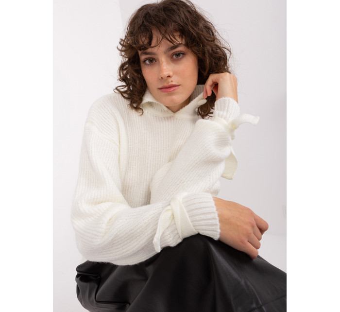 Ecru dámský pletený svetr s rolákem