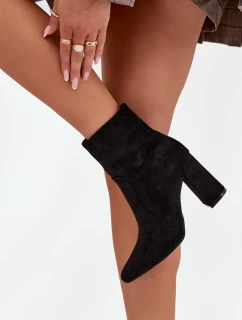 Dámské botky Pralina – zateplené, na sloupkovém podpatku, černé