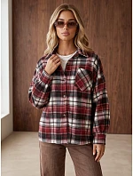 Koszula damska oversize w bordowa model 22394749 - FashionStreet Koszula damska oversize w bordowa model 22394749 - FashionStreet