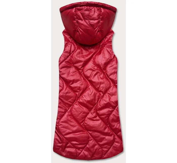 Červená dámská vesta s kapucí model 18822947 - S'WEST Červená dámská vesta s kapucí model 18822947 - S'WEST
