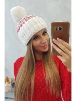 Dámská čepice Ellen s bambulí K325 bílá Dámská čepice Ellen s bambulí K325 bílá