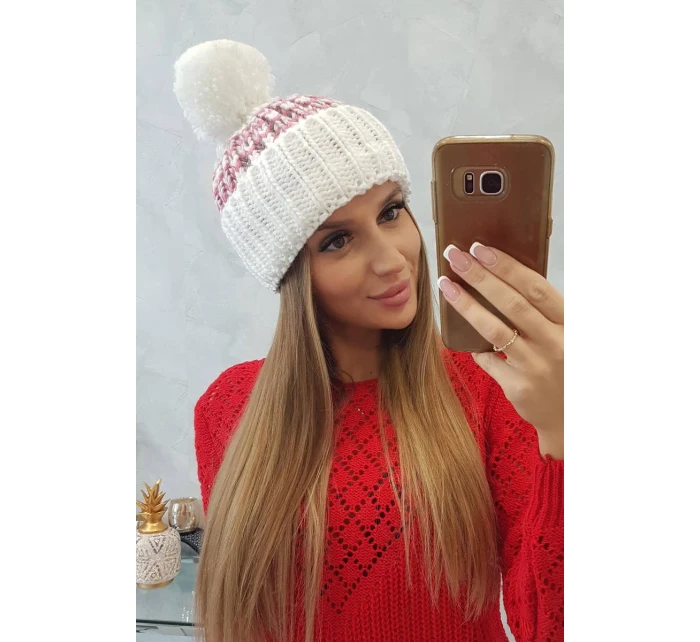 Dámská čepice Ellen s bambulí K325 bílá Dámská čepice Ellen s bambulí K325 bílá