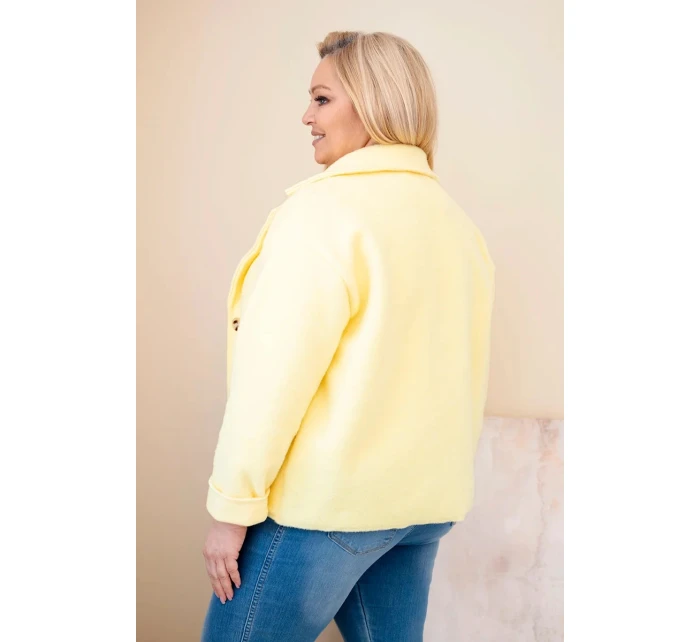 Dámská bunda Plus Size s  a kapsami žlutá model 21908685 - K-Fashion