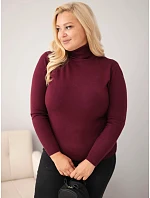 Dámský viskózový svetr Plus Size s rolákem v klasickém střihu švestkový Dámský viskózový svetr Plus Size s rolákem v klasickém střihu švestkový