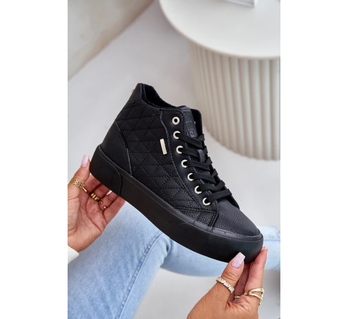 Zateplené Dámské Tenisky S Prošitím Big Star OO274A480 Černé Zateplené Dámské Tenisky S Prošitím Big Star OO274A480 Černé