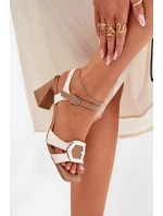 Kožené Elegantní Sandály Dámské Na Podpatku Béžové D&A model 21687000 - S.Barski