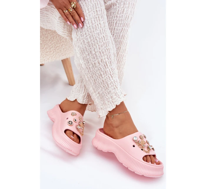 Pěnové Dámské Pantofle Se Zlatými Prstýnky Růžové Hortiana Pěnové Dámské Pantofle Se Zlatými Prstýnky Růžové Hortiana