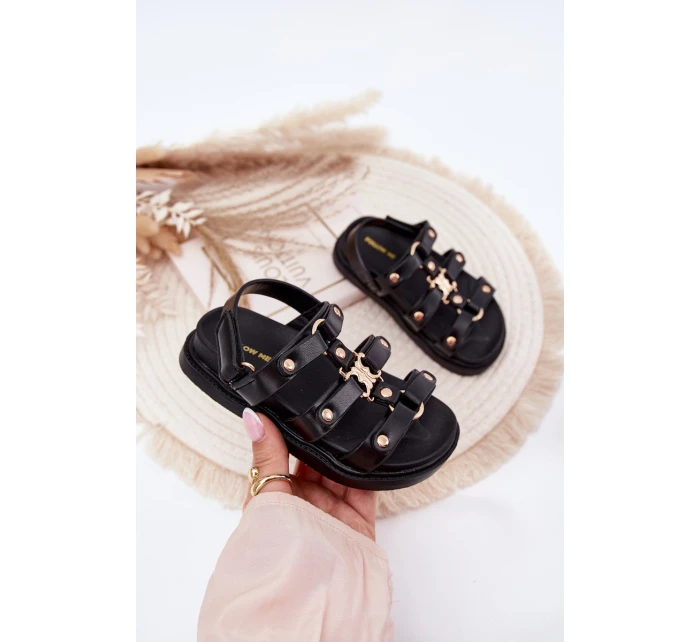Dívčí sandály se zlatým detailem černé Lunessa