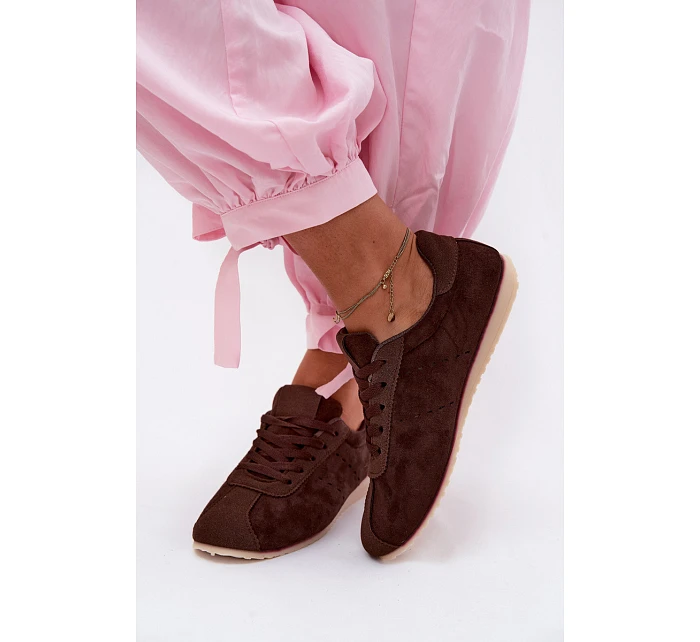 Dámské tenisky z eko semiše nízké čokoládové Melvelin