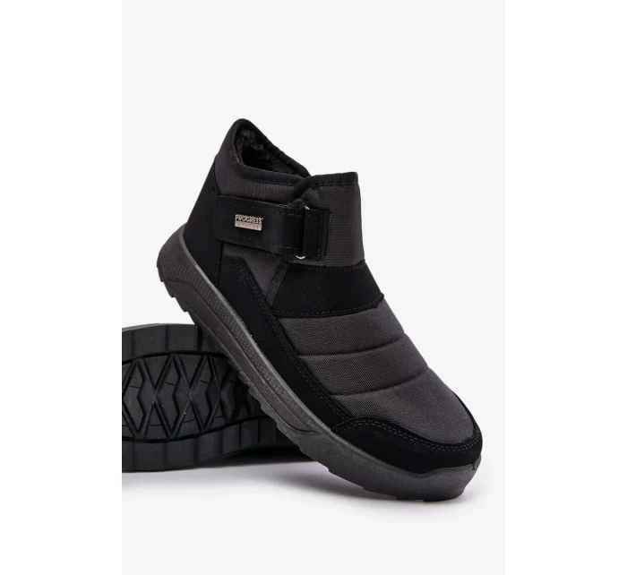 Zateplené Pánské Zimní Boty Sněhule Progress Černé Zateplené Pánské Zimní Boty Sněhule Progress Černé