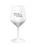 PROTOŽE BÝT BRUNETKA NENÍ PRDEL - bílá nerozbitná sklenice na víno 470 ml