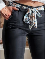 Dámské látkové chinos kalhoty s páskem námořnická modř Dstreet model 21986193 - FashionStreet