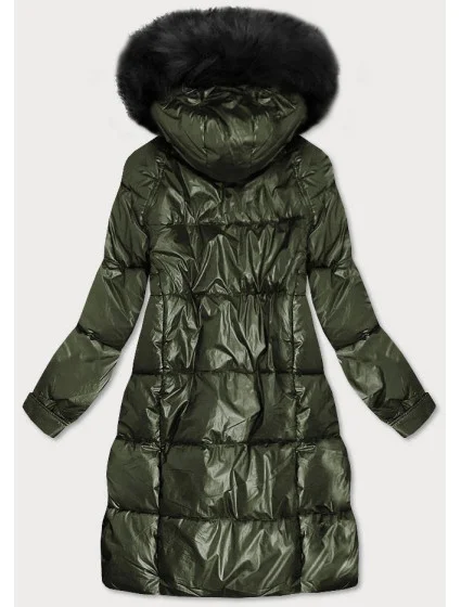 DAMSKA METALICZNA KURTKA ZIMOWA Z KAPTUREM KHAKI model 21242420 - K.ZELL