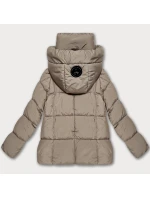 Tmavě béžová volná péřová dámská bunda s kapucí S'West (B8529-12) Tmavě béžová volná péřová dámská bunda s kapucí S'West (B8529-12)