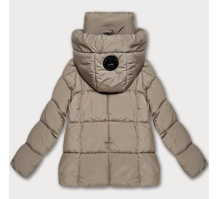 Tmavě béžová volná péřová dámská bunda s kapucí S'West (B8529-12) Tmavě béžová volná péřová dámská bunda s kapucí S'West (B8529-12)