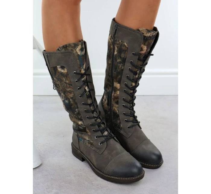 Dámské nepromokavé šněrovací boty šedé model 21905850 - Rieker Dámské nepromokavé šněrovací boty šedé model 21905850 - Rieker