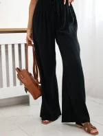 Mušelínové kalhoty se širokou nohavicí černý