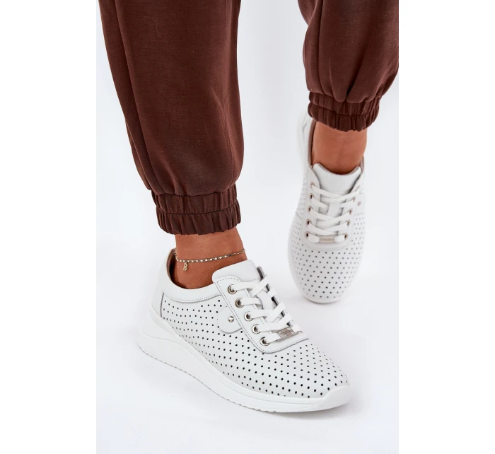 Dámské Kožené Sportovní Boty model 21686730 Bílé - VINCEZA