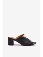 Kožené Dámské Klapky Na Podpatku model 21697462 - Maciejka Kožené Dámské Klapky Na Podpatku model 21697462 - Maciejka