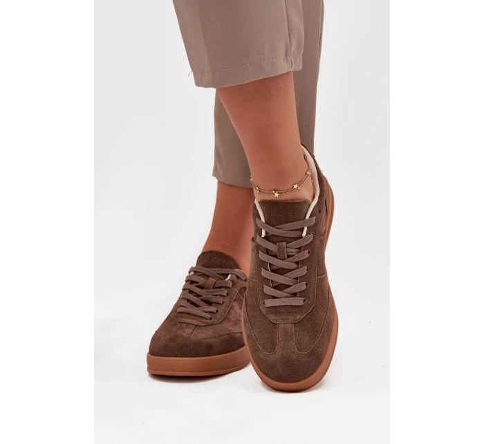 Dámské semišové sneakersy Big Star SS274676 HI-POLY SYSTEM Hnědé Dámské semišové sneakersy Big Star SS274676 HI-POLY SYSTEM Hnědé