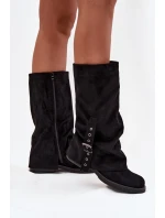 kozačky s vrchní částí a přezkou Černé model 21715441 - Boto