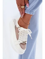 Kožené Dámské Tenisky S Dekorací model 22095158 Bílé - Goe Kožené Dámské Tenisky S Dekorací model 22095158 Bílé - Goe