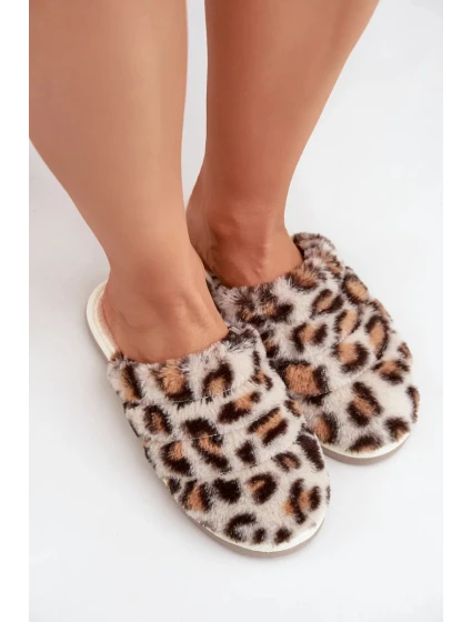 Futrzane Dámské Pantofle Panterka Inblu EK000008 Béžové Futrzane Dámské Pantofle Panterka Inblu EK000008 Béžové