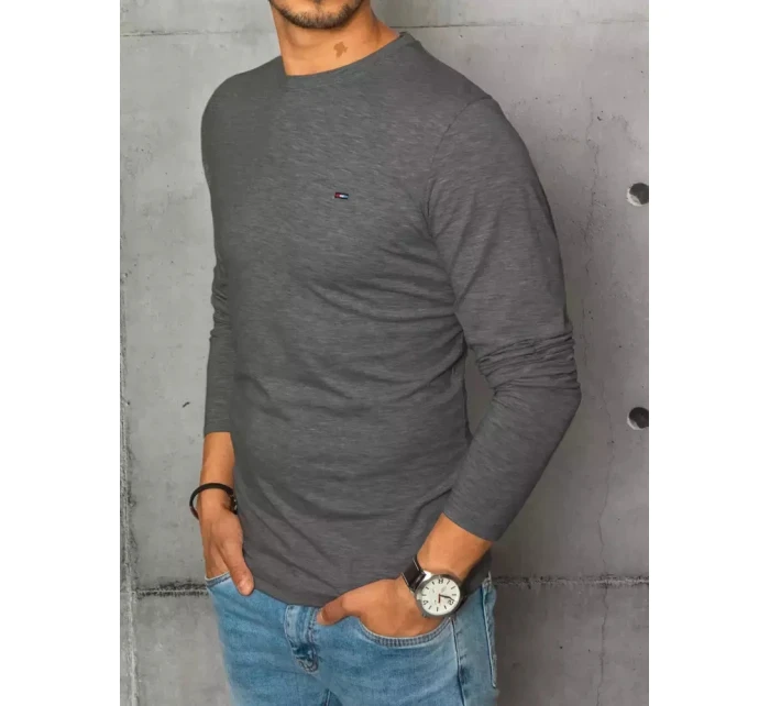 Pánské antracitové tričko s dlouhým rukávem FashionStreet LX0535 Pánské antracitové tričko s dlouhým rukávem FashionStreet LX0535